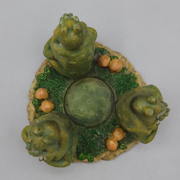 Frog Tealight Candle Holder Figurine With Mushrooms Grass Base - Picture 6 of 7